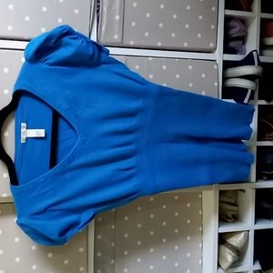 Blue, puffed shoulder blouse